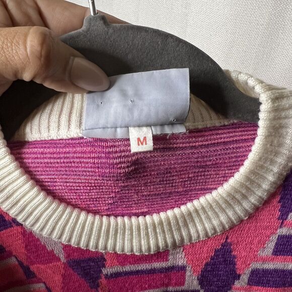 Vintage 80s Meister Sweater | Abstract Geometric Knit | Pink Purple Retro Size M - Picture 5 of 12